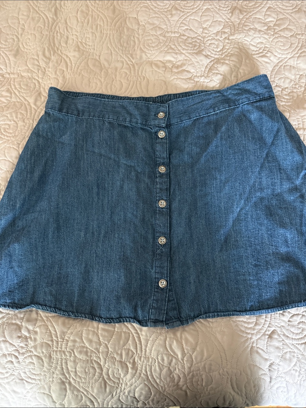 Blue Denim Button-Front Denim Skirt (XL)